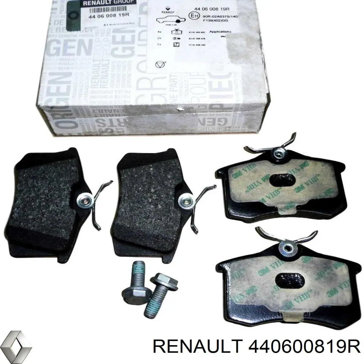 Do koszyka 440600819R Renault (RVI) Okładziny (klocki) do hamulców tarczowych tylne
