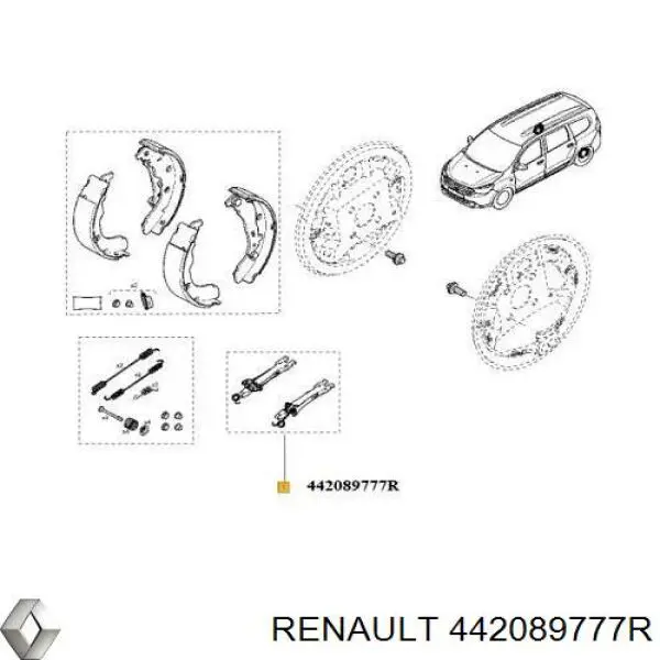 442089777R Renault (RVI) Mechanizm rozpierający szczęki hamulca ręcznego (postojowego)