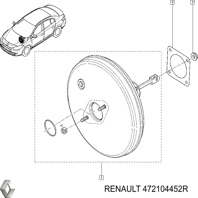 Wzmacniacz próżniowy hamulców Renault (RVI) 472104452R cena, od 88,96 USD