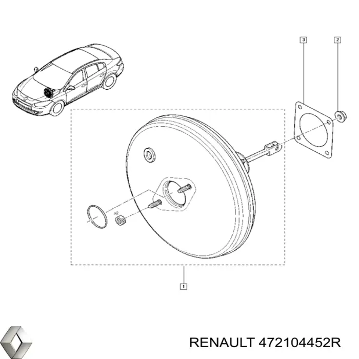 Do koszyka 472104452R Renault (RVI) Wzmacniacz próżniowy hamulców