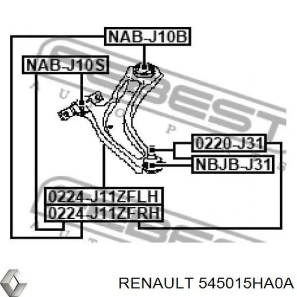 545015HA0A Renault (RVI) Wahacz zawieszenia przedniego dolny lewy
