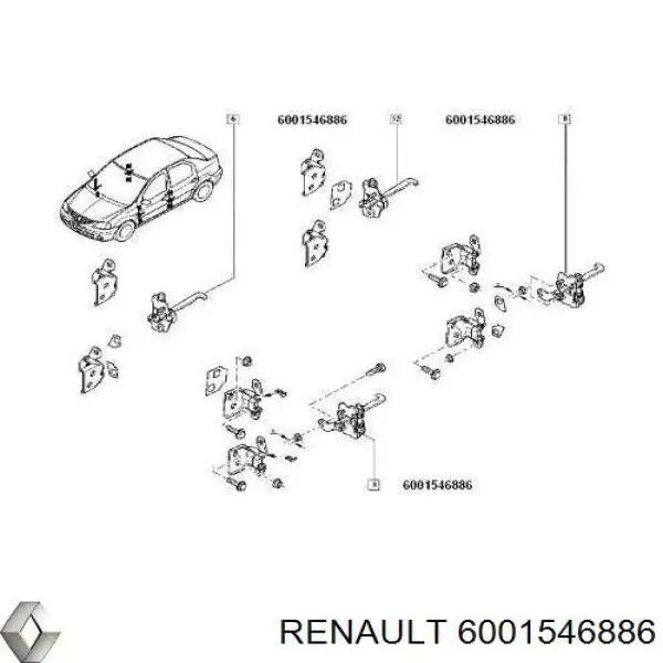 Ogranicznik drzwi przedni Renault (RVI) 6001546886 cena, od 18,51 USD