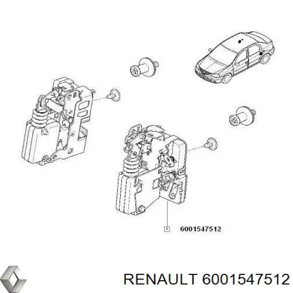 Zamek drzwi tylnych prawych Renault (RVI) 6001547512 cena, od 43,88 USD