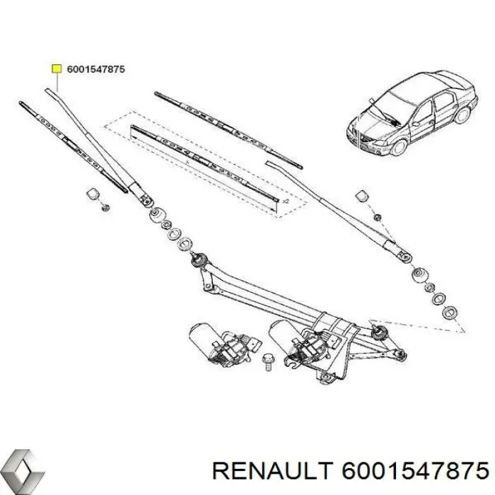 Ramię wycieraczki szyby przedniej Renault (RVI) 6001547875 cena, od 8,14 USD