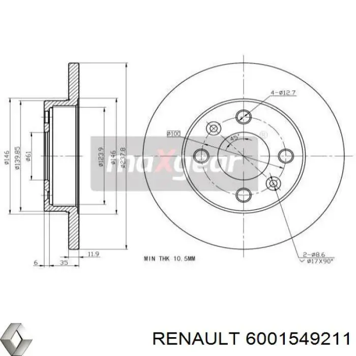 Do koszyka 6001549211 Renault (RVI) Tarcza hamulcowa przednia