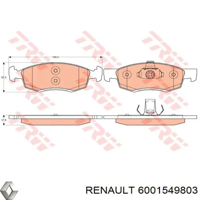 Klocki hamulcowe przednie tarczowe Renault (RVI) 6001549803 cena, od 26,28 USD