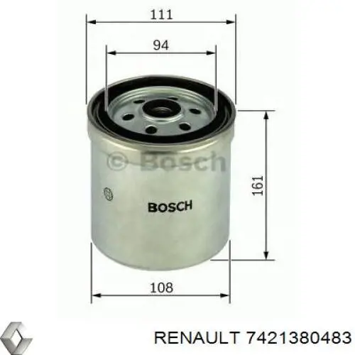 Filtr paliwa Renault (RVI) 7421380483 cena, od 34,19 USD