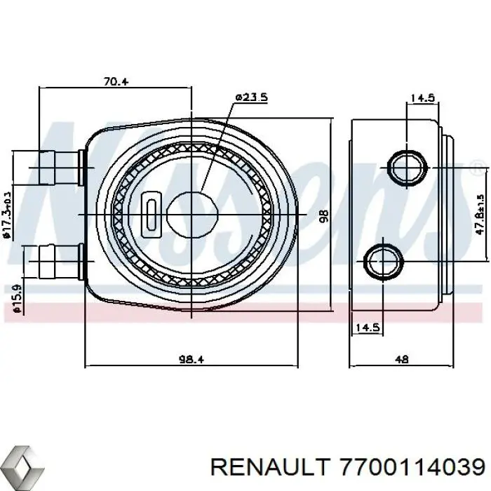 Chłodnica oleju, pod filtrem Renault (RVI) 7700114039 cena, od 52,42 USD