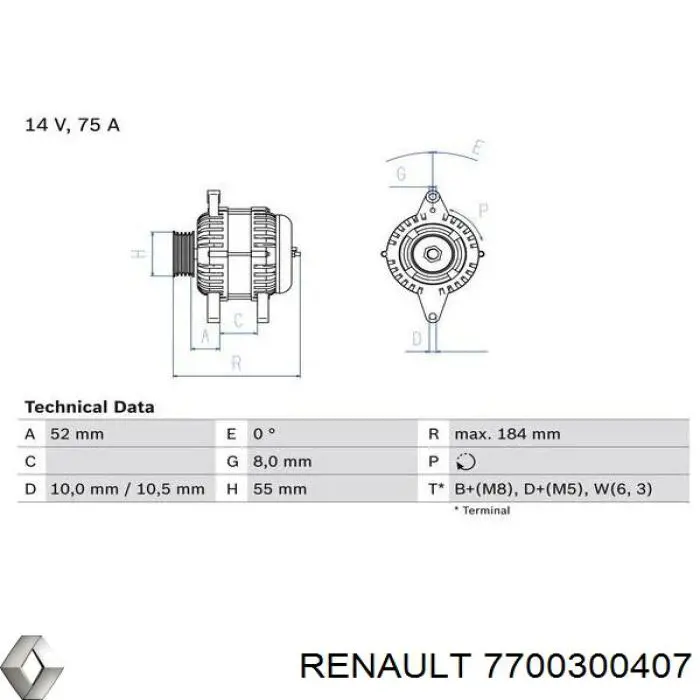 7700300407 Renault (RVI) Alternator