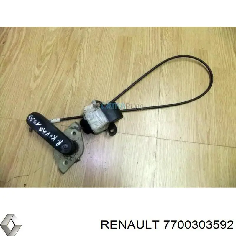 Do koszyka 7700303592 Renault (RVI) Linka (cięgno) otwierania zamka drzwi tylnych prawych