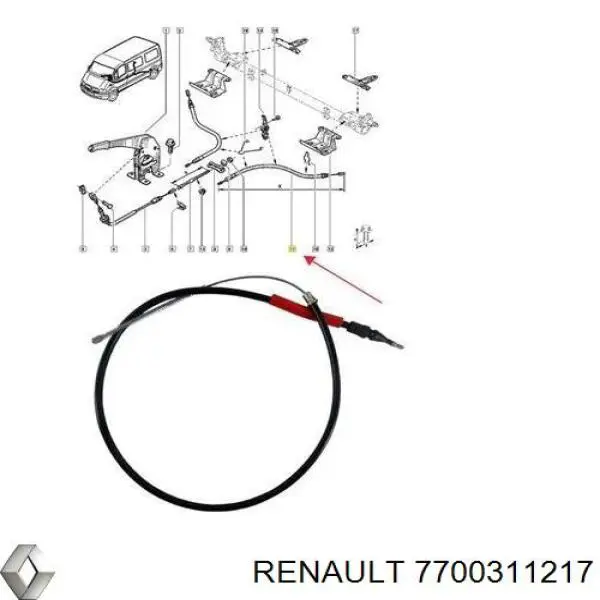 Do koszyka 7700311217 Renault (RVI) Linka hamulca ręcznego tylna prawa/lewa