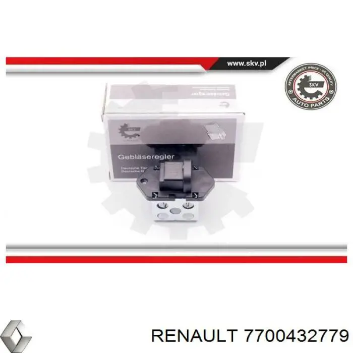 Do koszyka 7700432779 Renault (RVI) Rezystor silniczka wentylatora klimatyzacji