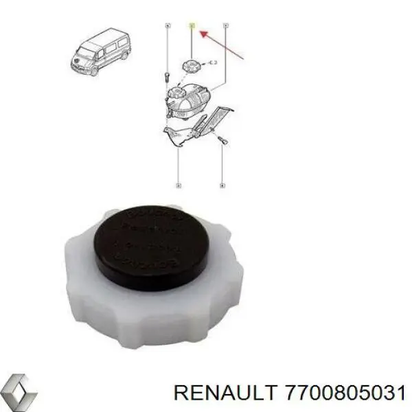 Do koszyka 7700805031 Renault (RVI) Pokrywa (korek) zbiornika wyrównawczego