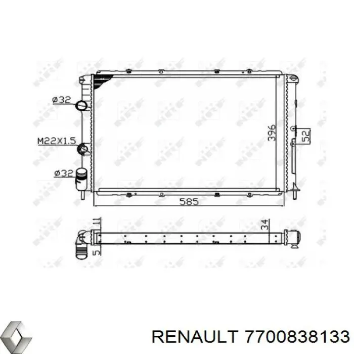 7700838133 Renault (RVI) Chłodnica silnika
