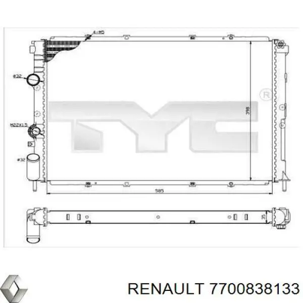 Chłodnica silnika Renault (RVI) 7700838133 cena, od 52,78 USD