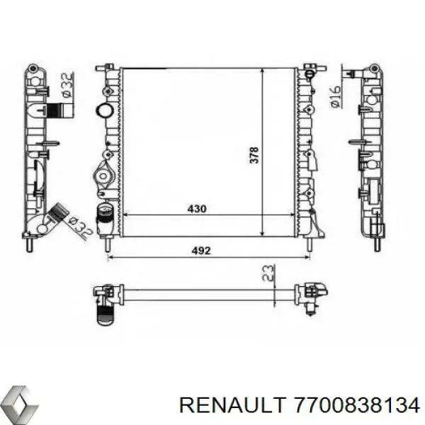 7700838134 Renault (RVI) Chłodnica silnika