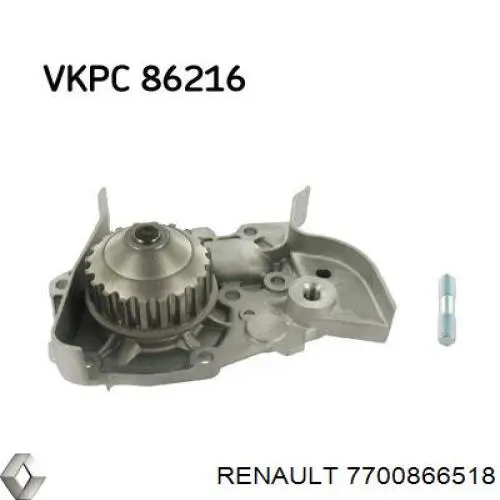 Pompa chłodząca wodna Renault (RVI) 7700866518 cena, od 31,03 USD