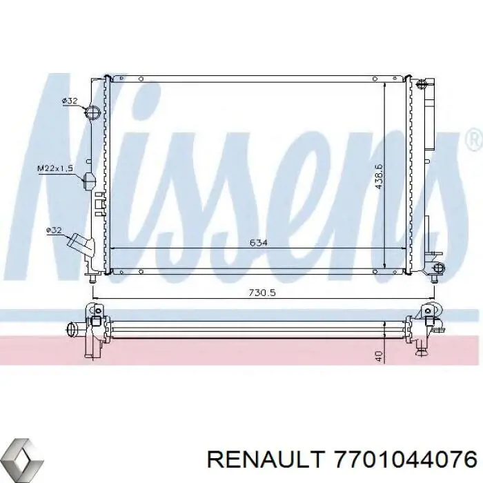 Chłodnica silnika Renault (RVI) 7701044076 cena, od 62,99 USD