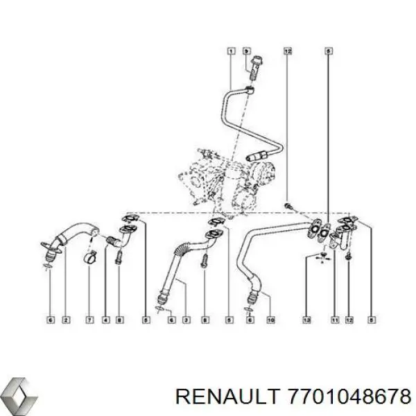Do koszyka 7701048678 Renault (RVI) Uszczelka przewodu spływu oleju z turbiny