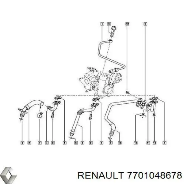 Uszczelka przewodu spływu oleju z turbiny Renault (RVI) 7701048678 cena, od 9,75 USD