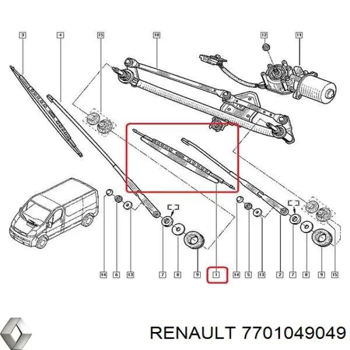 Do koszyka 7701049049 Renault (RVI) Pióro wycieraczki szyby przedniej kierowcy