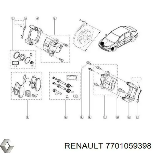 Jarzmo zacisku hamulcowego przedniego Renault (RVI) 7701059398 cena, od 131,76 USD