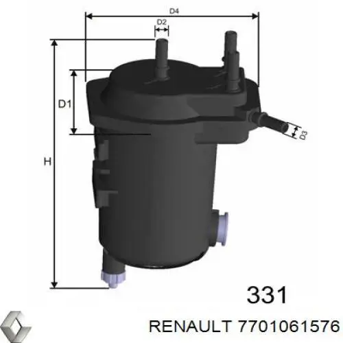 Filtr paliwa Renault (RVI) 7701061576 cena, od 17,90 USD