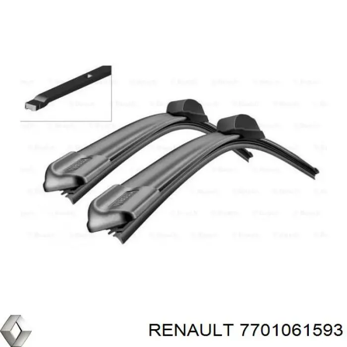 Pióro wycieraczki szyby przedniej, zestaw (2 szt.) 7701061593 Renault (RVI)
