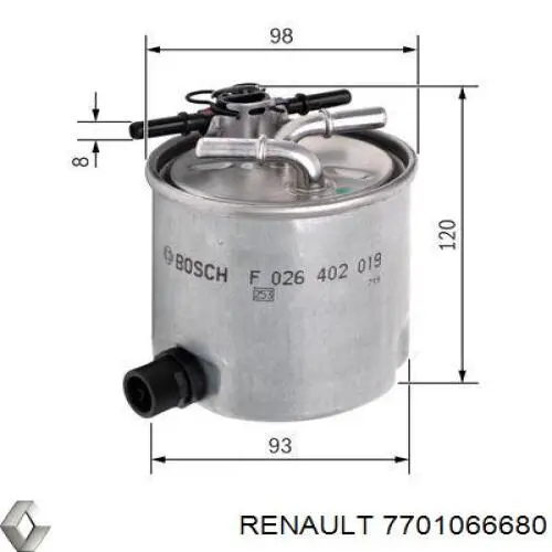 7701066680 Renault (RVI) Filtr paliwa