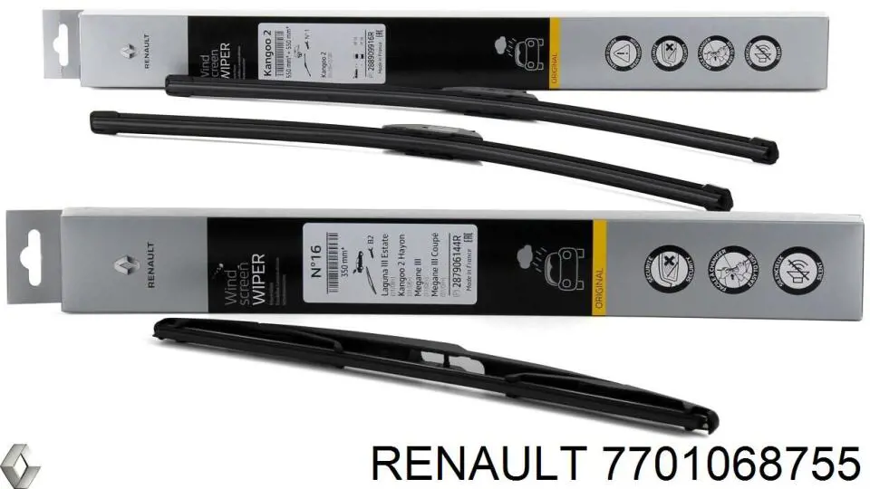 Pióro wycieraczki szyby przedniej, zestaw (2 szt.) Renault (RVI) 7701068755 cena, od 23,38 USD