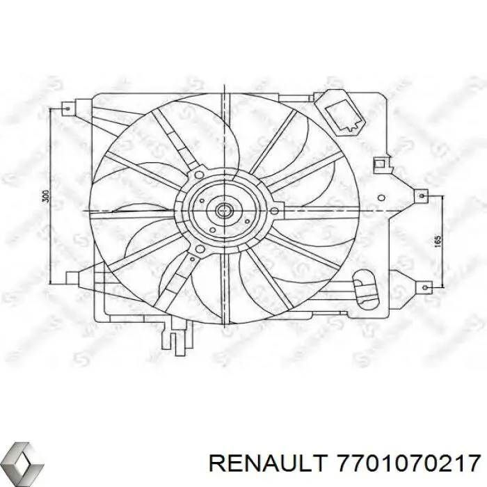Wentylator elektryczny układu chłodzenia kompletny (silnik+wirnik) Renault (RVI) 7701070217 cena, od 57,89 USD