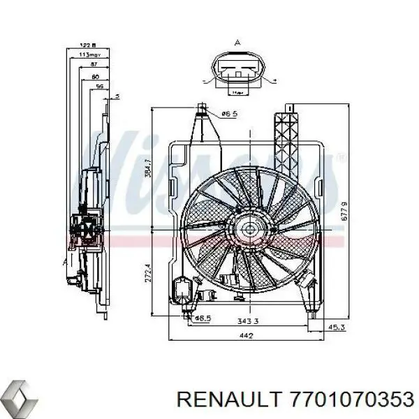 Wentylator elektryczny układu chłodzenia kompletny (silnik+wirnik) 606223W1 Polcar