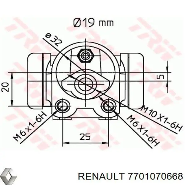 Cylinder hamulcowy roboczy tylny Renault (RVI) 7701070668 cena, od 14,54 USD