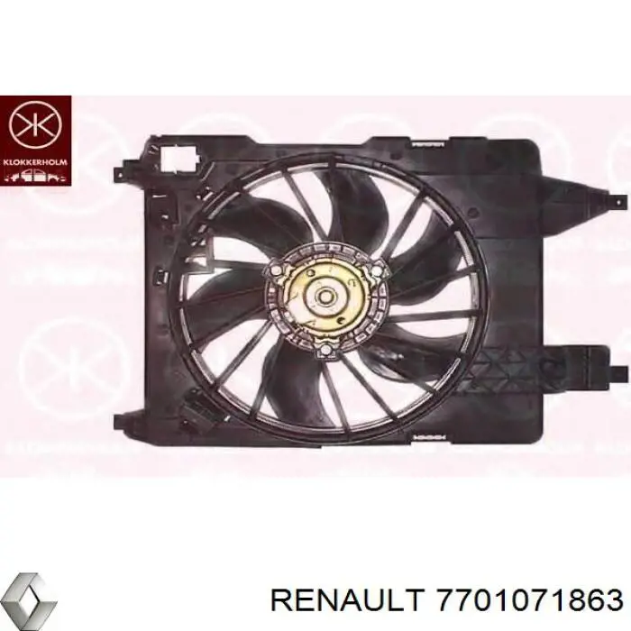 Wentylator elektryczny układu chłodzenia kompletny (silnik+wirnik) Renault (RVI) 7701071863 cena, od 62,80 USD