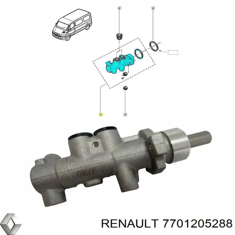 7701205288 Renault (RVI) Główny cylinder hamulców