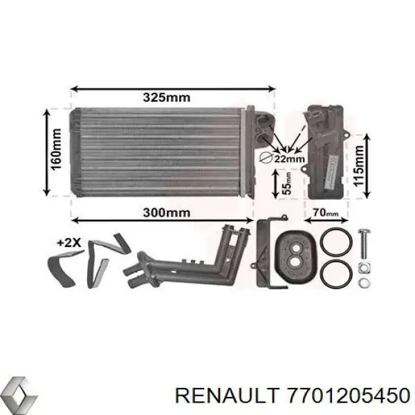 Chłodnica nagrzewnicy (ogrzewacza) Renault (RVI) 7701205450 cena, od 34,14 USD