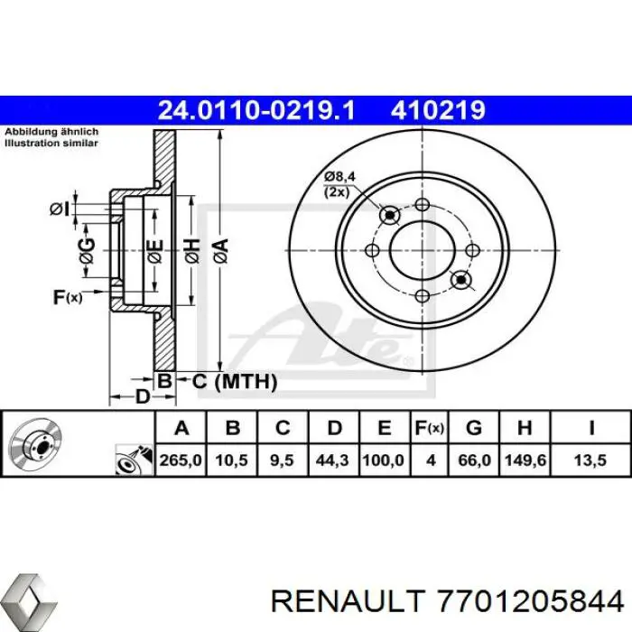Tarcza hamulcowa tylna Renault (RVI) 7701205844 cena, od 38,98 USD