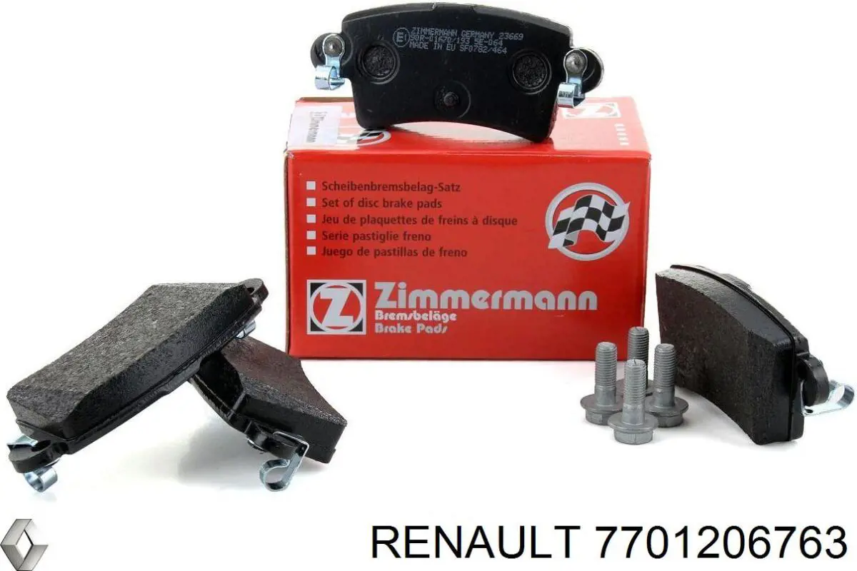 Okładziny (klocki) do hamulców tarczowych tylne 7701206763 Renault (RVI)