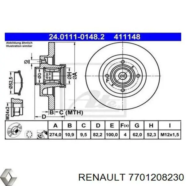Tarcza hamulcowa tylna Renault (RVI) 7701208230 cena, od 88,53 USD