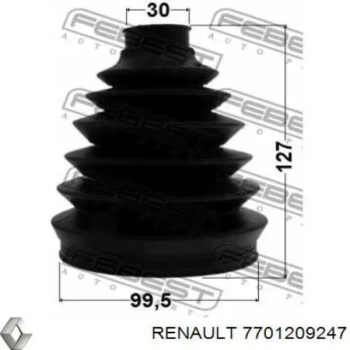 Do koszyka 7701209247 Renault (RVI) Osłona przegubu homokinetycznego półosi przedniej zewnętrzna