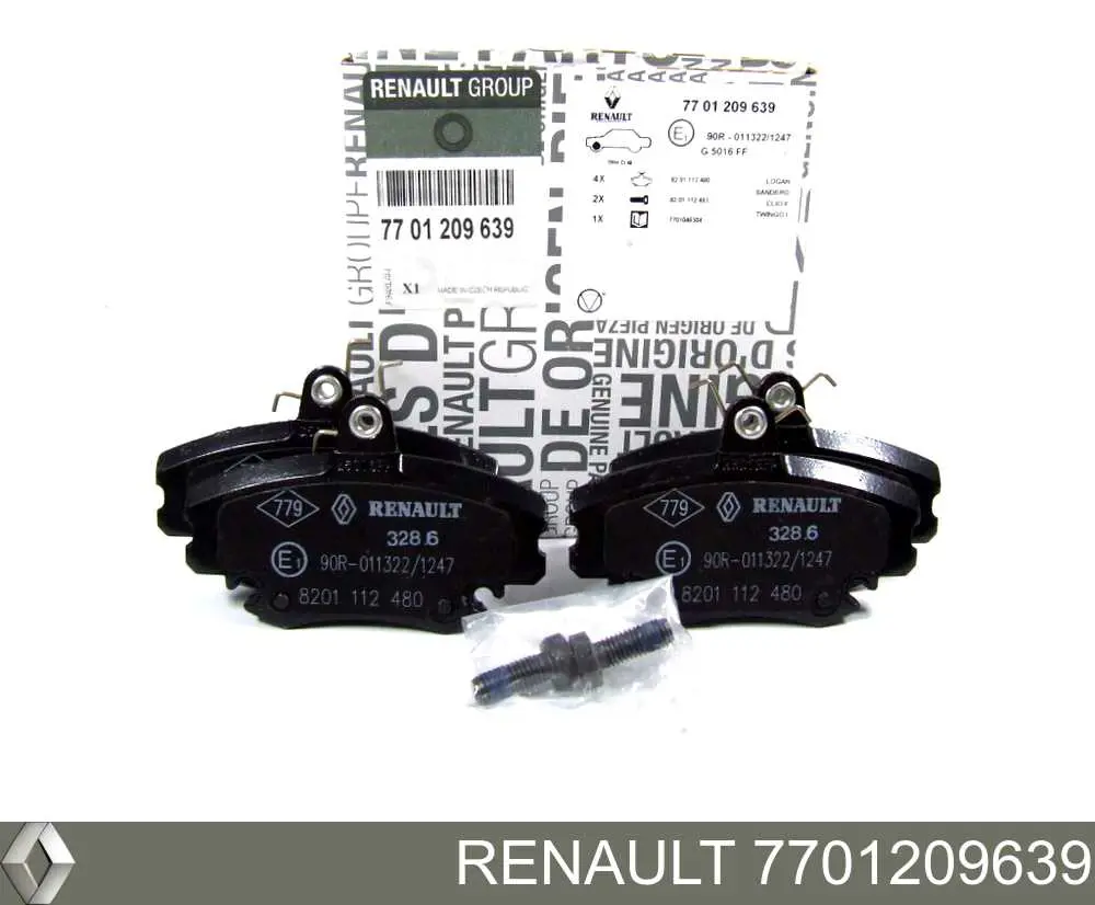 7701209639 Renault (RVI) Klocki hamulcowe przednie tarczowe