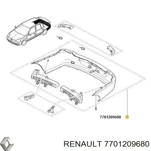 Zderzak tylny Renault (RVI) 7701209680 cena, od 91,73 USD
