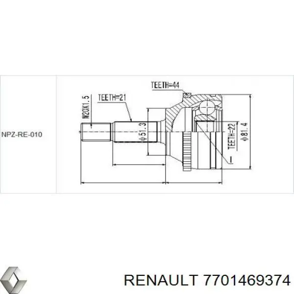  Renault (RVI) 7701469374 cena, od 69,52 USD