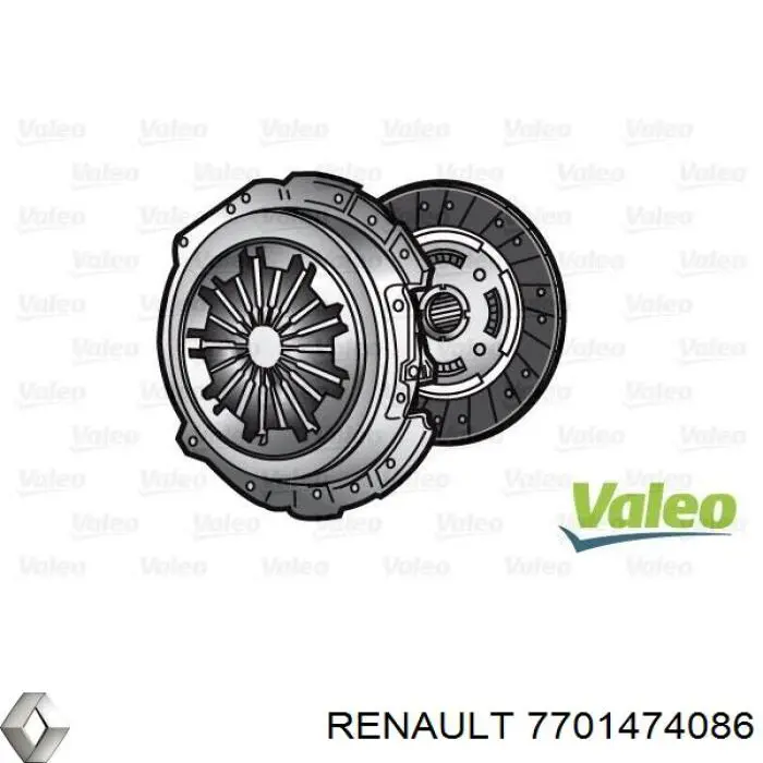 7701474086 Renault (RVI) Zestaw sprzęgła (3 części)