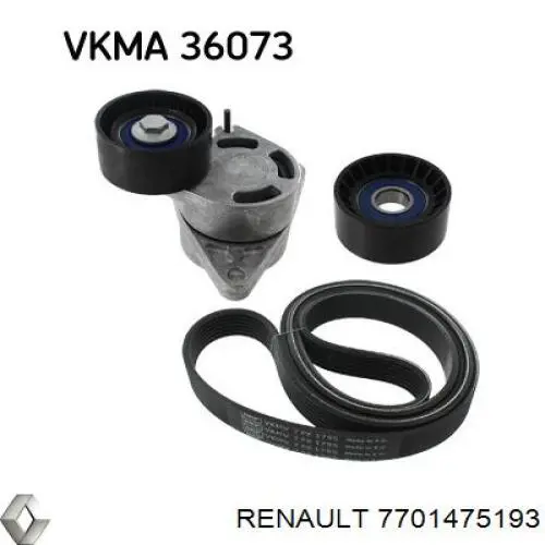 Do koszyka 7701475193 Renault (RVI) Pasek napędowy mechanizmów, zestaw
