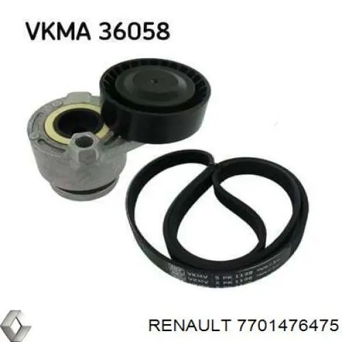 Do koszyka 7701476475 Renault (RVI) Pasek napędowy mechanizmów, zestaw