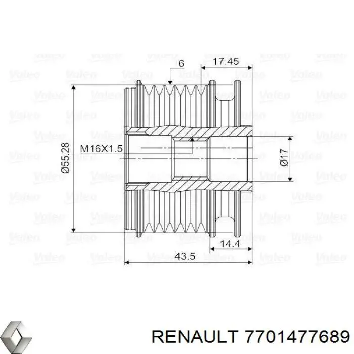 Do koszyka 7701477689 Renault (RVI) Koło pasowe alternatora