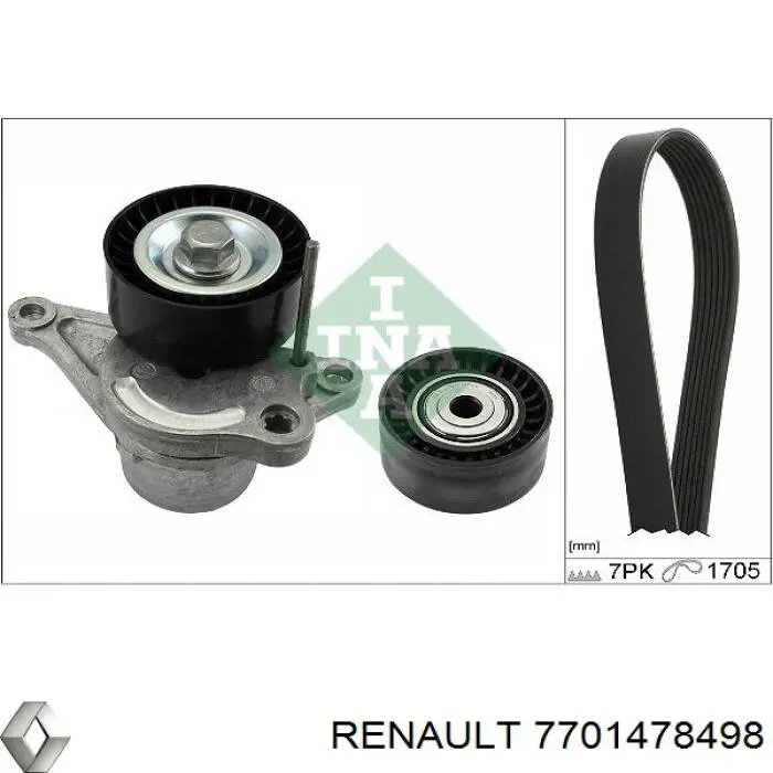Pasek napędowy mechanizmów, zestaw Renault (RVI) 7701478498 cena, od 140,02 USD