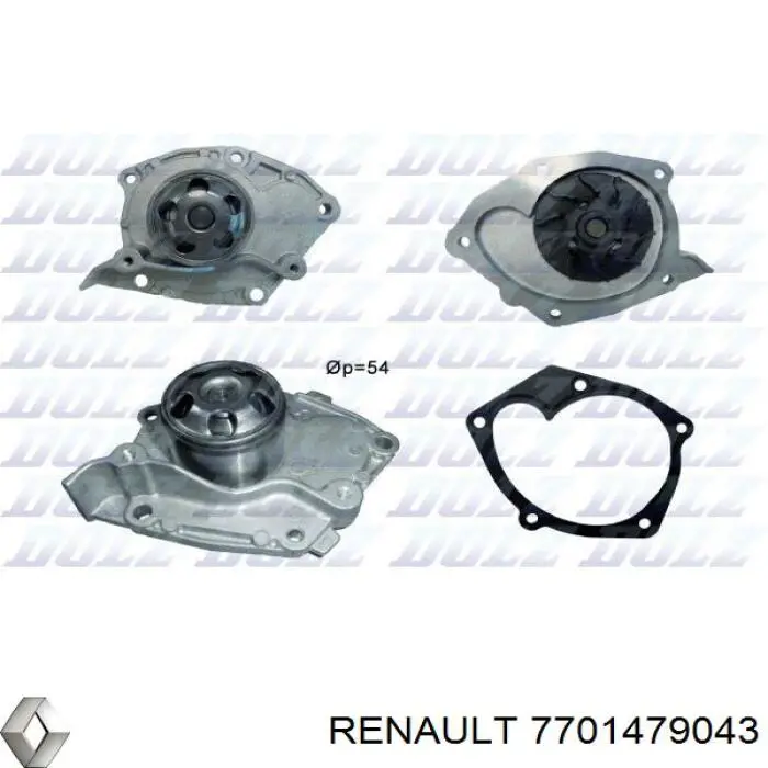 Do koszyka 7701479043 Renault (RVI) Pompa chłodząca wodna