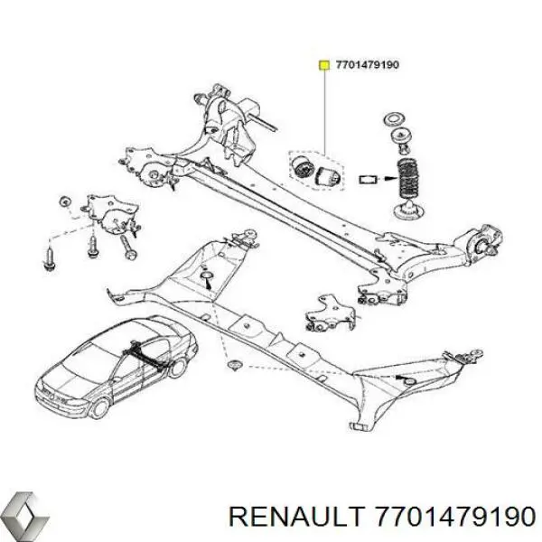 Do koszyka 7701479190 Renault (RVI) Silentblock tylnej belki